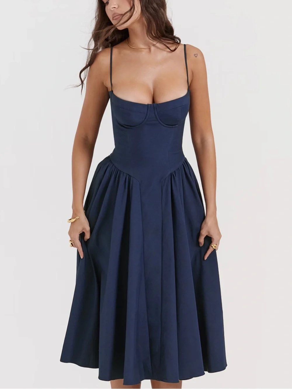 HOUSE OF CB 'Samaria' French Navy Corset Sundress NWOT - Picture 2 of 4